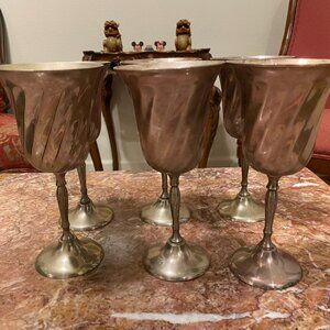 Vintage Brass Maurice Duchin Gifts of Distinction Goblets Glasses Set Of 6